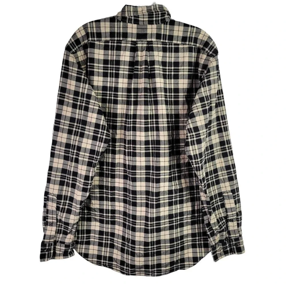 Polo Ralph Lauren Oxford Shirt Men's Large Black Cream Plaid LS Button Down